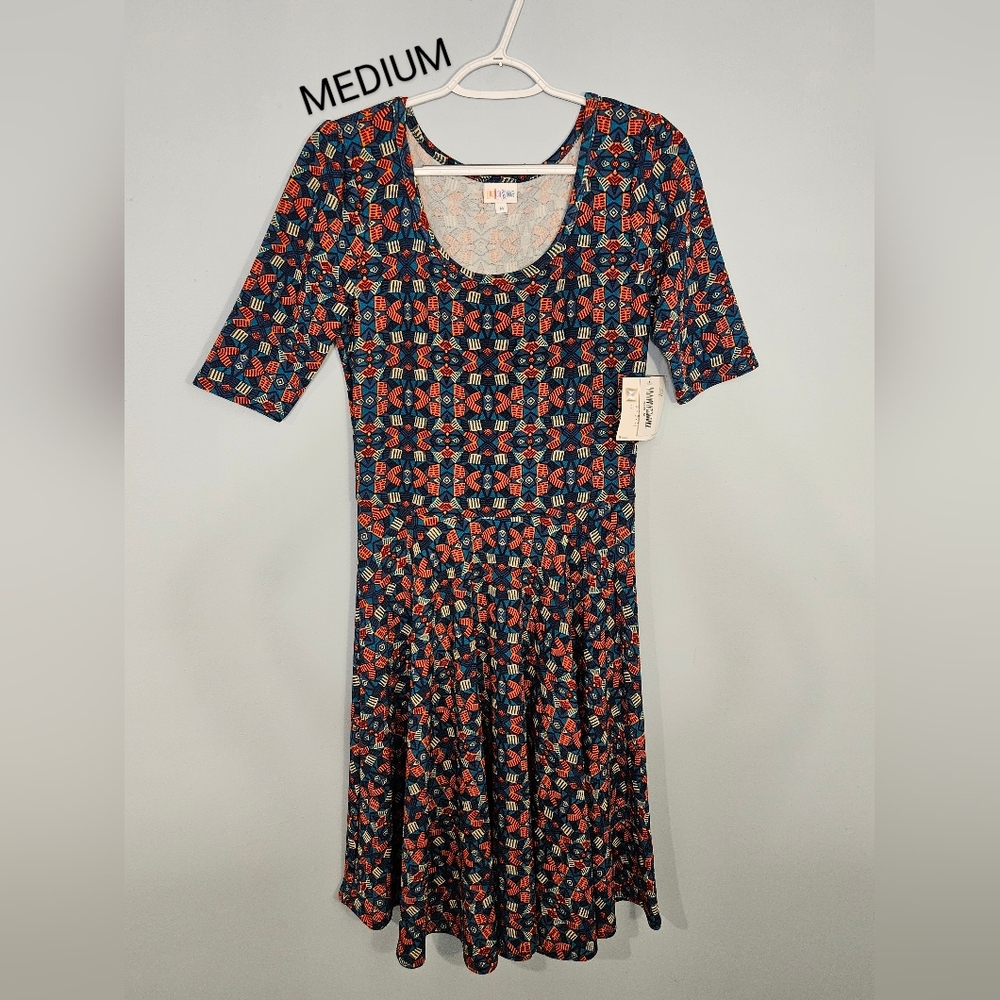 NWT LulaRoe Nicole Dress Size Medium Aztec Themed Very Colorful